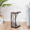 54*30.5*21CM Leaf Pattern Iron Side Table Coffee Table Brown