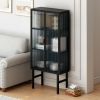 61.61 "High Glass Doors Modern Two-door Cabinet with Featuring Three-tier Storage for Entryway Living Room Bathroom Dining Room