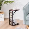 54*30.5*21CM Leaf Pattern Iron Side Table Coffee Table Brown