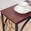 54*30.5*21CM Leaf Pattern Iron Side Table Coffee Table Brown