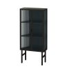 61.61 "High Glass Doors Modern Two-door Cabinet with Featuring Three-tier Storage for Entryway Living Room Bathroom Dining Room