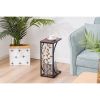 54*30.5*21CM Leaf Pattern Iron Side Table Coffee Table Brown