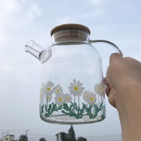Glass Little Printed Glass Jug Set Summer Cold Water Bottle (Option: Separate Daisy Pot)