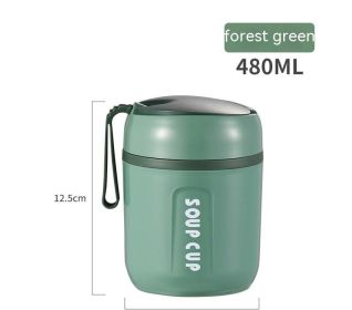 Stainless Steel Sealed Mini Vacuum Cup With Spoon (Option: Green-480ml)