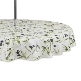 Outdoor Patio Table Decor Tablecloth with Zipper 60 Inch Round (Type: Style E, Color: As pic show)