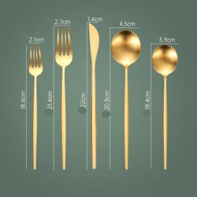 Household Hotel Restaurant Steak Stainless Steel Knife, Fork And Spoon (Option: Gold Five Main Pieces)